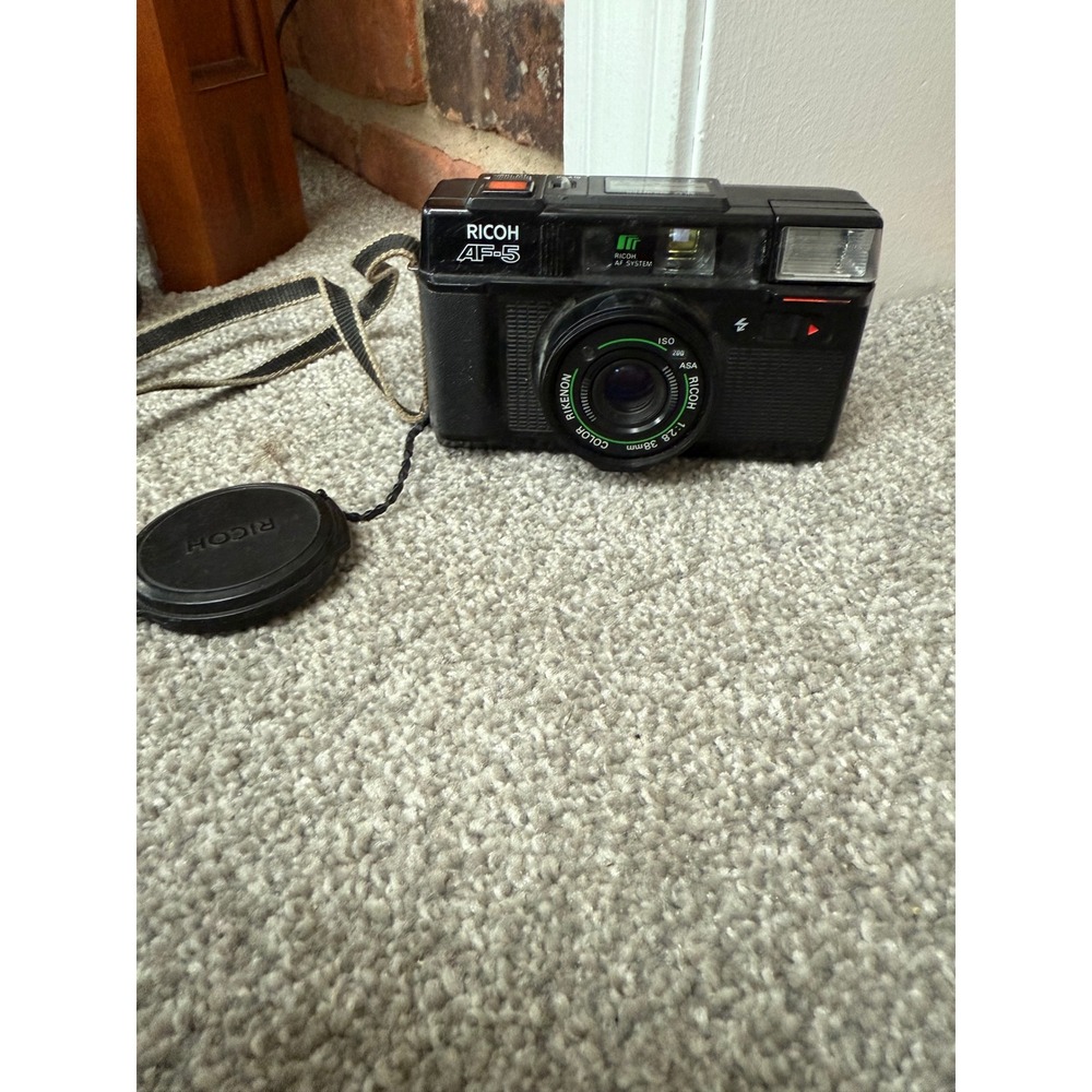 Ricoh AF-5 35mm Film Camera Color Rikenon 38mm f2.8 Lens Vintage Point and Shoot